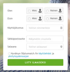 50Plusmatch aloitusruutu